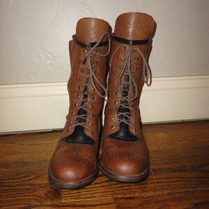 J SHOES Women's "Odyssey" Brown & Black Zip Up Ankle Boots Size 8.5
